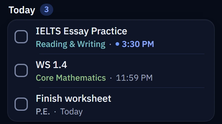 The new item on a classmate's list, seconds after it was posted