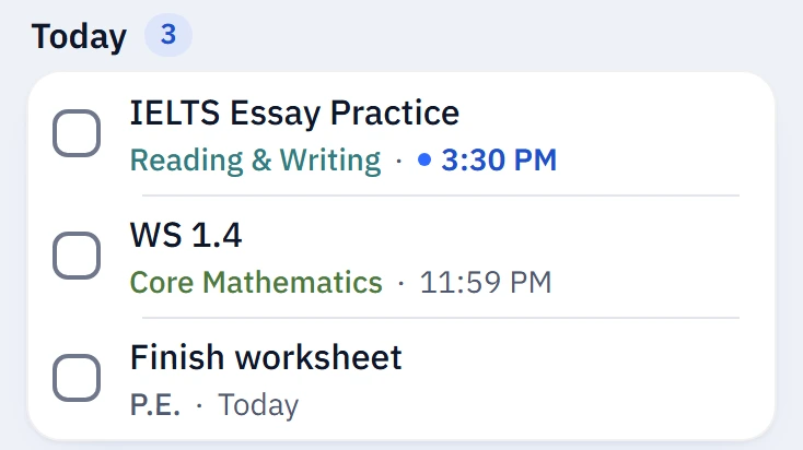 The new item on a classmate's list, seconds after it was posted